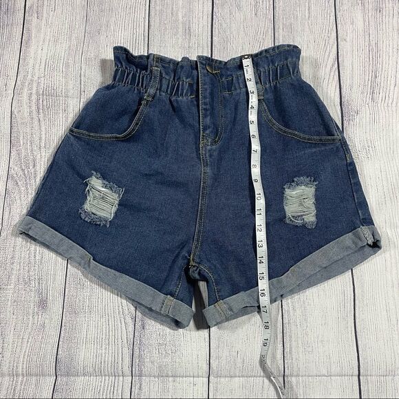 Women's Casual High Waisted Hemming Denim Jean Shorts with Pockets - Picture 6 of 11